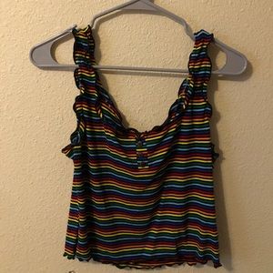 Cute Striped Cropped Tank Top